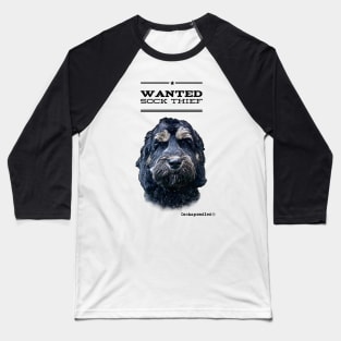 Cockapoo / Doodle Dog Sock Thief Baseball T-Shirt